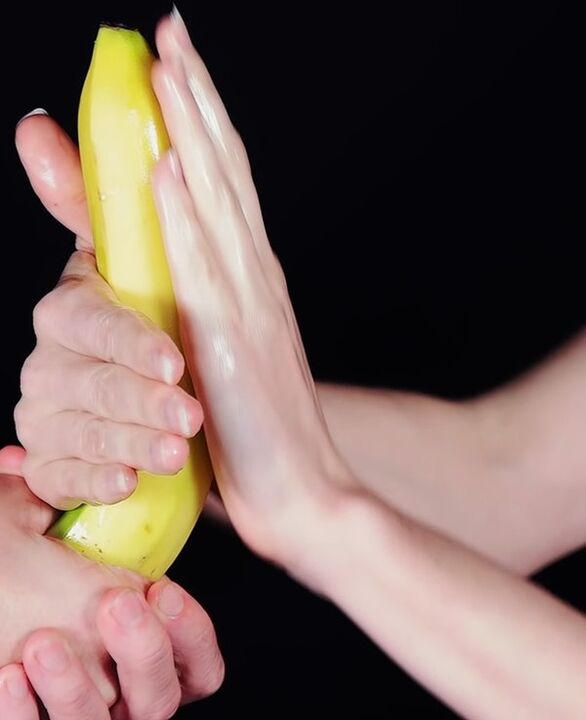 Penis massage for enlargement using a banana as an example